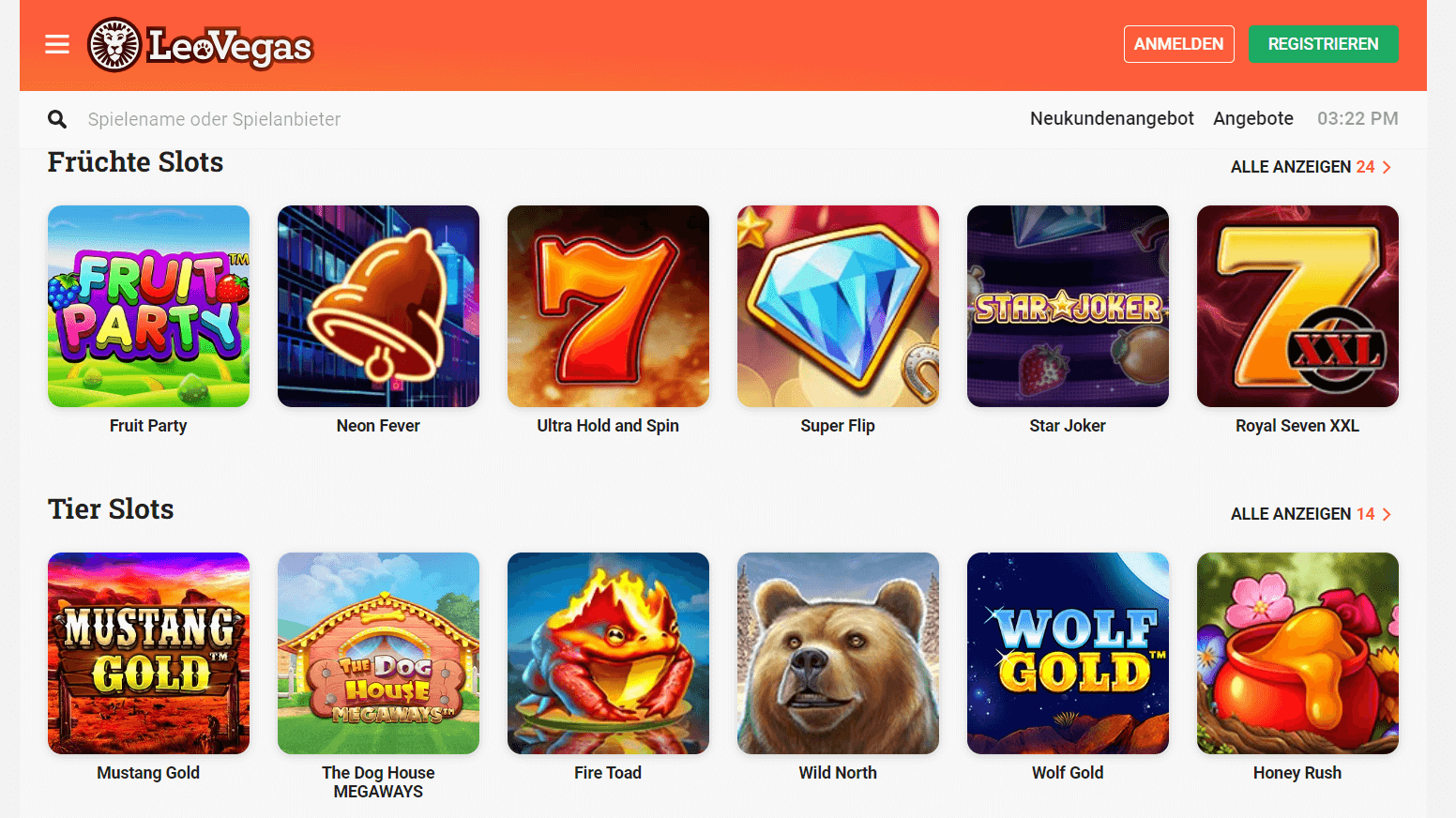 LeoVegas Fruechte Slots