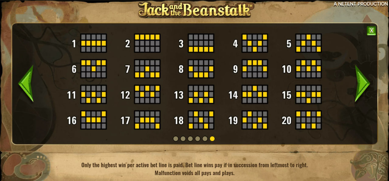 Jack and the Beanstalk Paylines