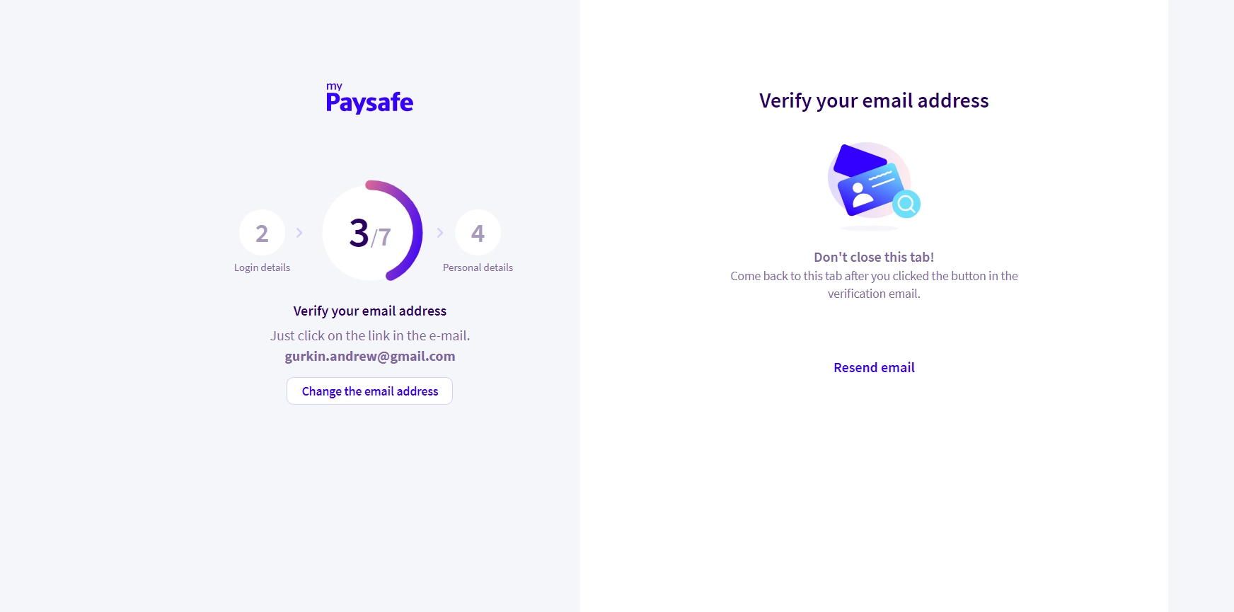 paysafecard registration step