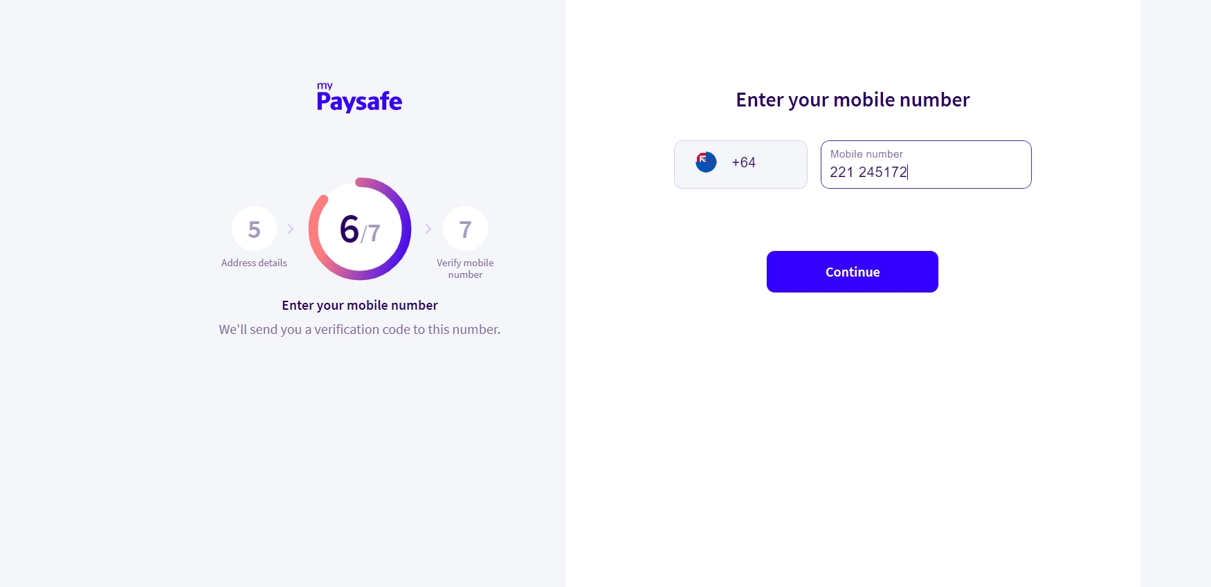 paysafecard registration step