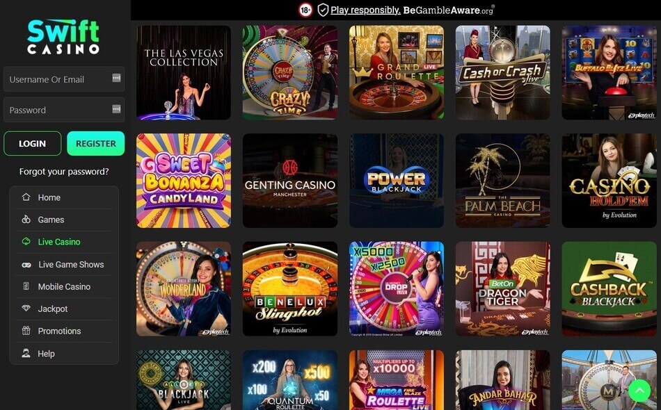 swift casino website